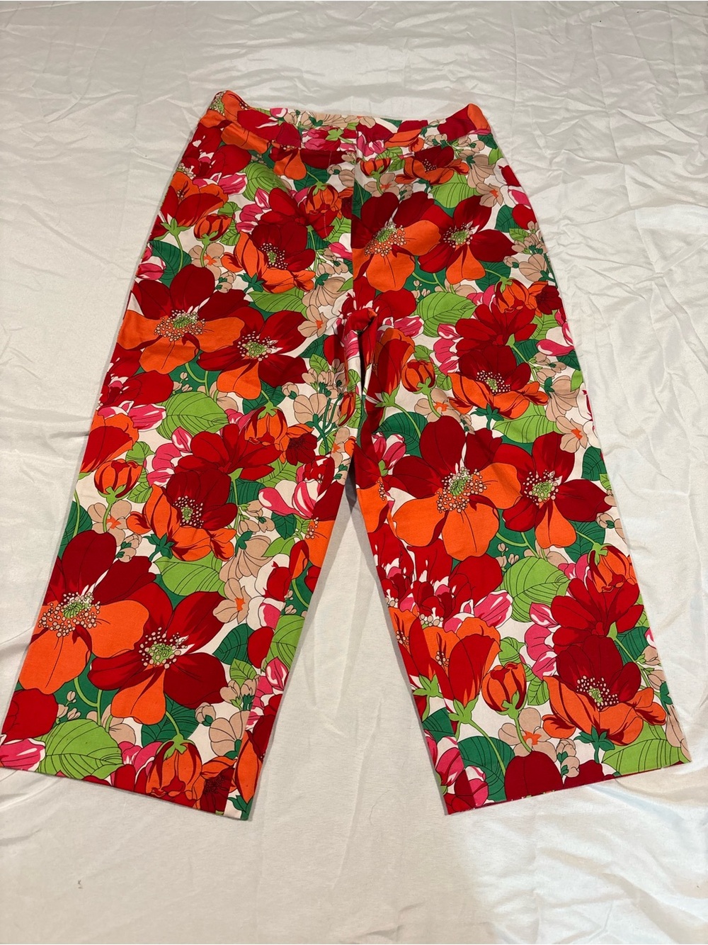 kathy ireland Floral Crop Pants - Red, Pink & Green
